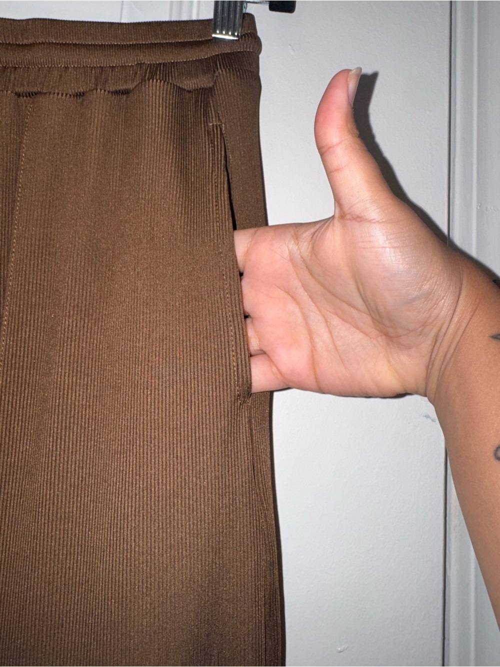 Cider Chocolate Brown Wide-Leg Drawstring Pants 0122 - Picture 3 of 5